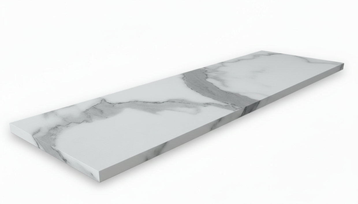 Столешница HPL на основе МДФ (Прямоугольная) Мрамор Белый Матовый_13